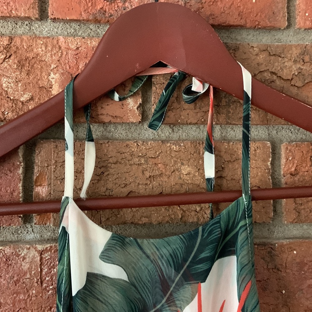 Show Me Your Mumu Coral Green Tropical Heather Halter Dress - Picture 5 of 10